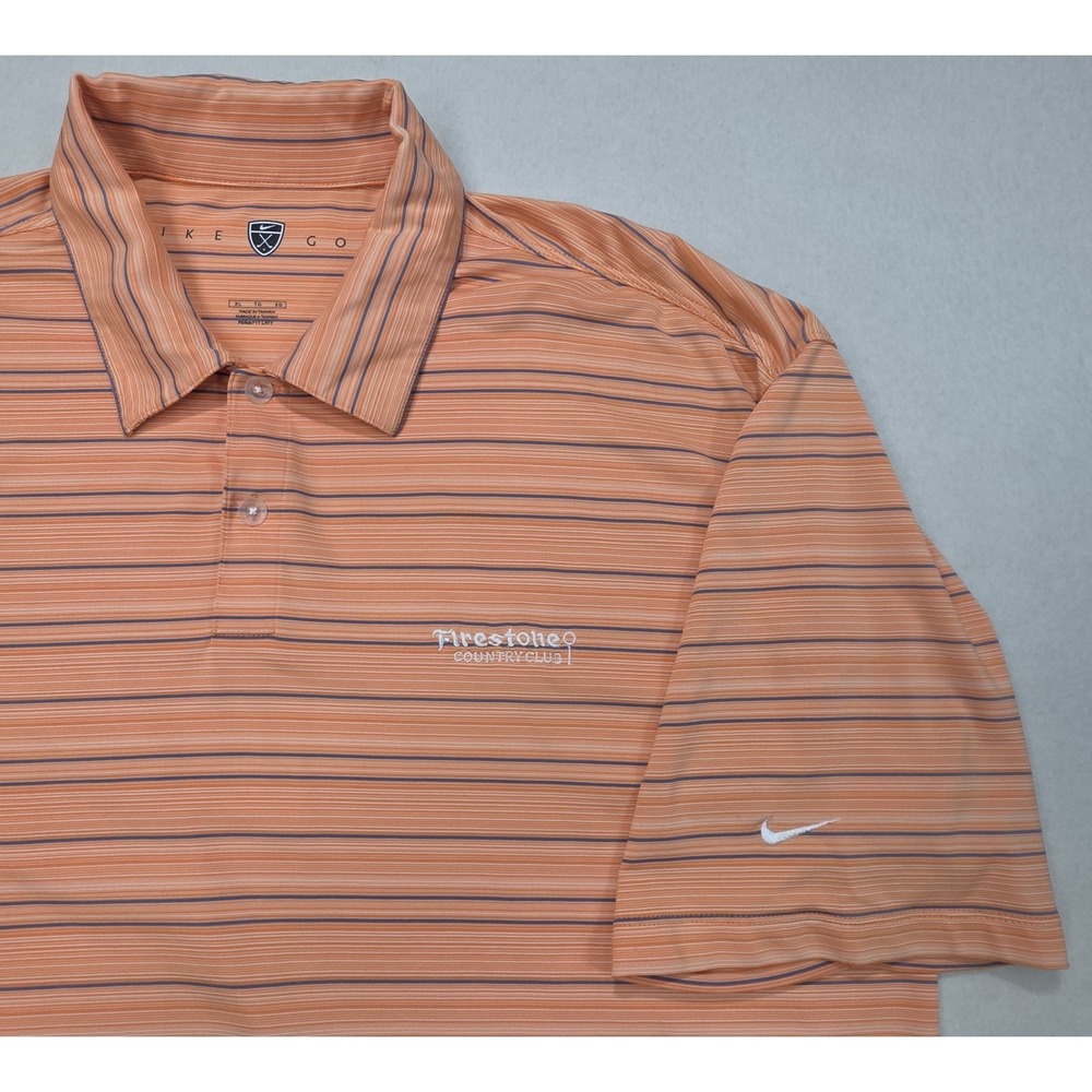 Nike‎ Firestone Country Club Polo Shirt Mens XL LIMITED USE Peach Striped